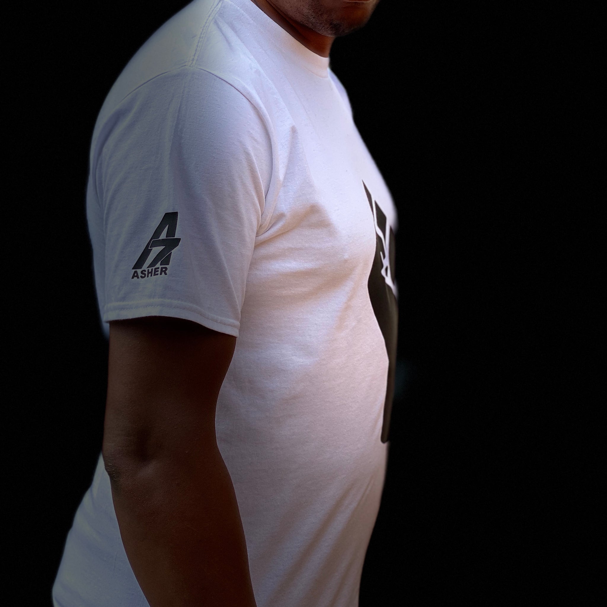 A7Asher "Black Lives Matter Fist " White T-Shirt, Black A7 Logo