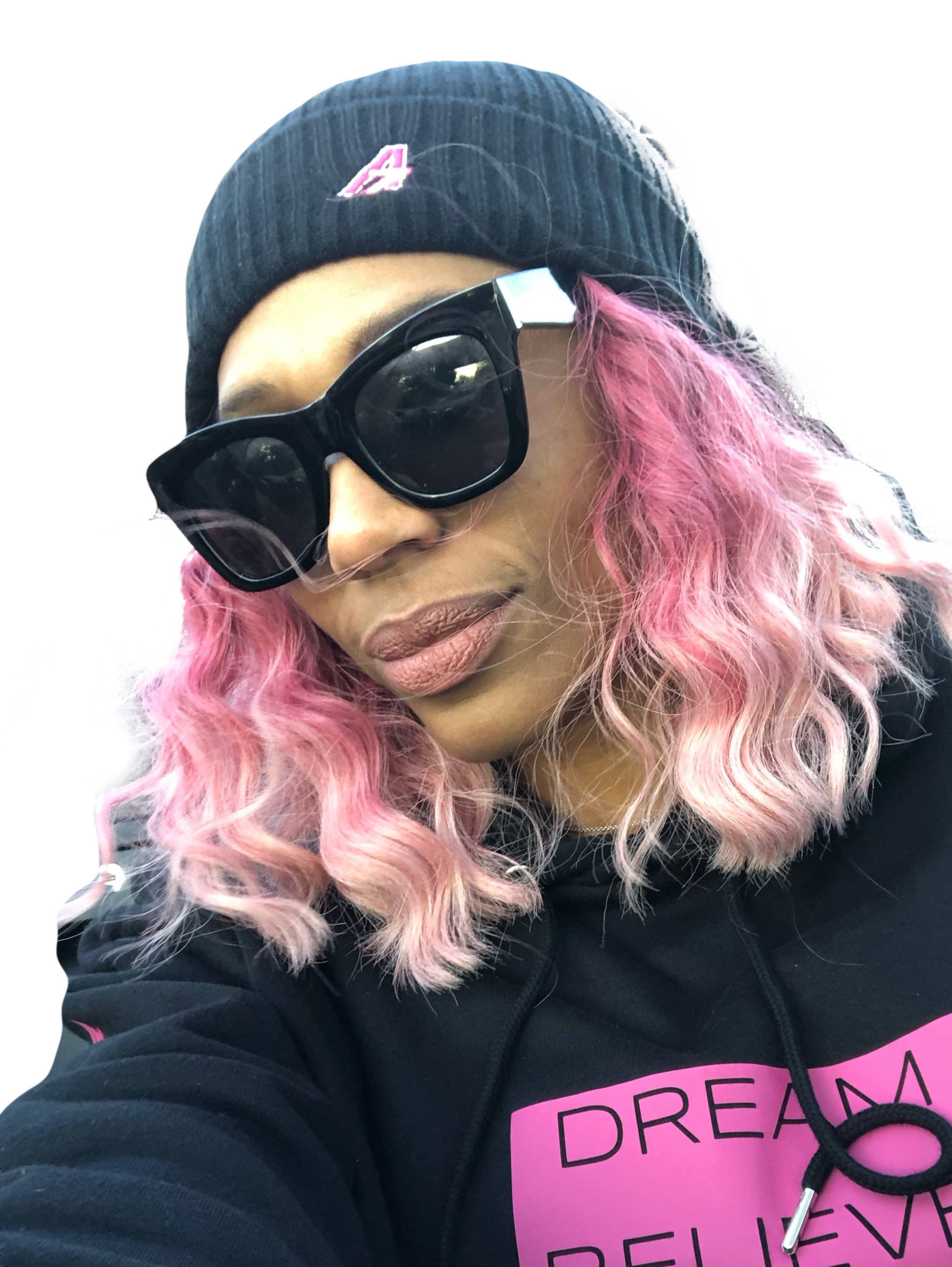 A7 Asher Beanie - Black with Fuchsia Pink A7 logo