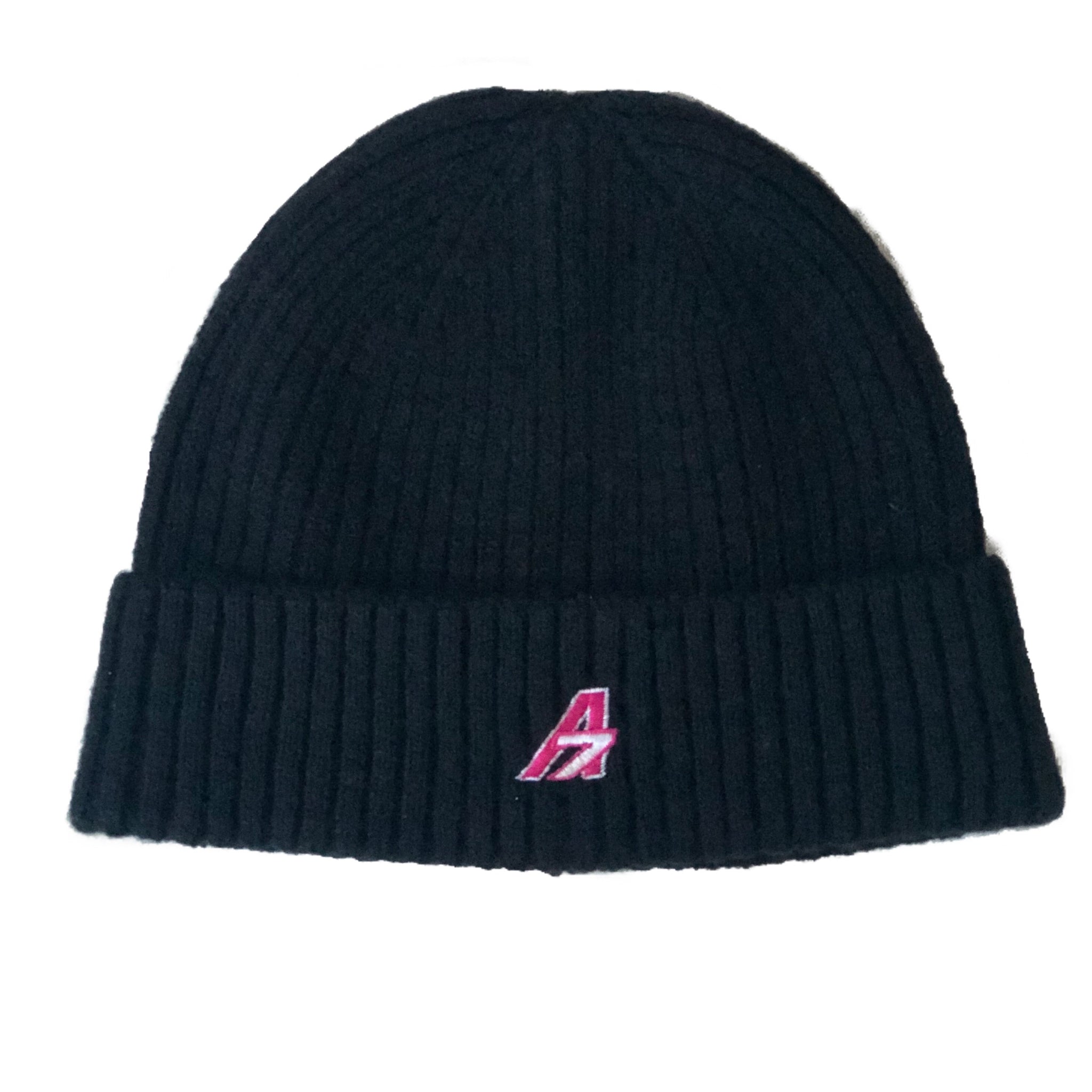 A7 Asher Beanie - Black with Fuchsia Pink A7 logo