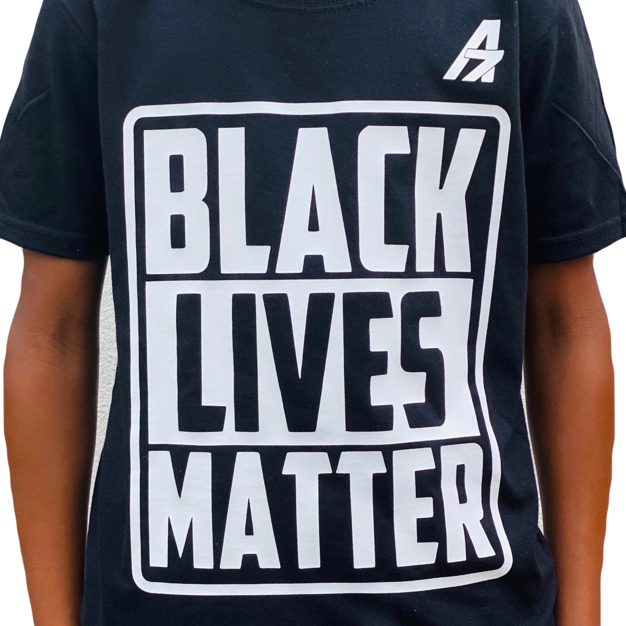 A7 Asher “Black Lives Matter” Children’s Black T-Shirt, White A7 Logo