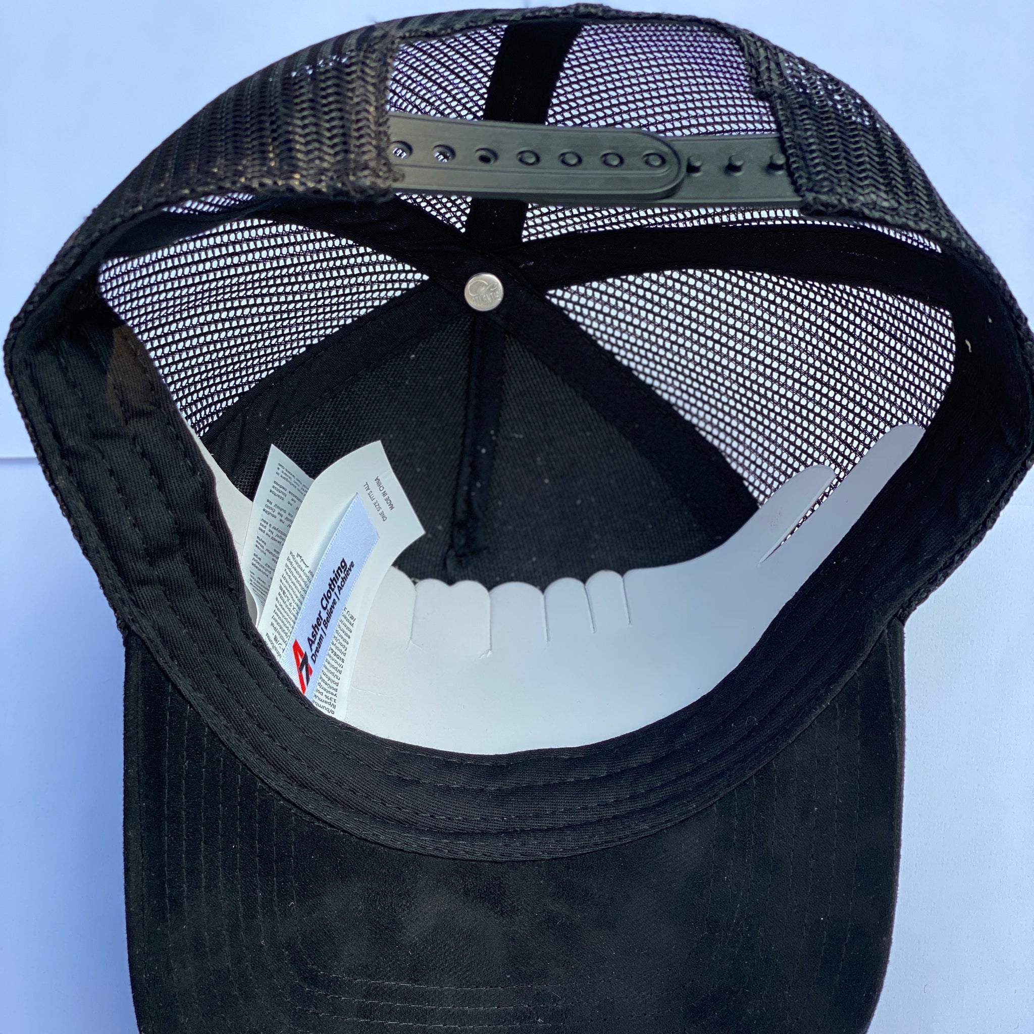 Faux Suede A7 Asher Black Trucker hat, with Gold embroidered  A7 logo