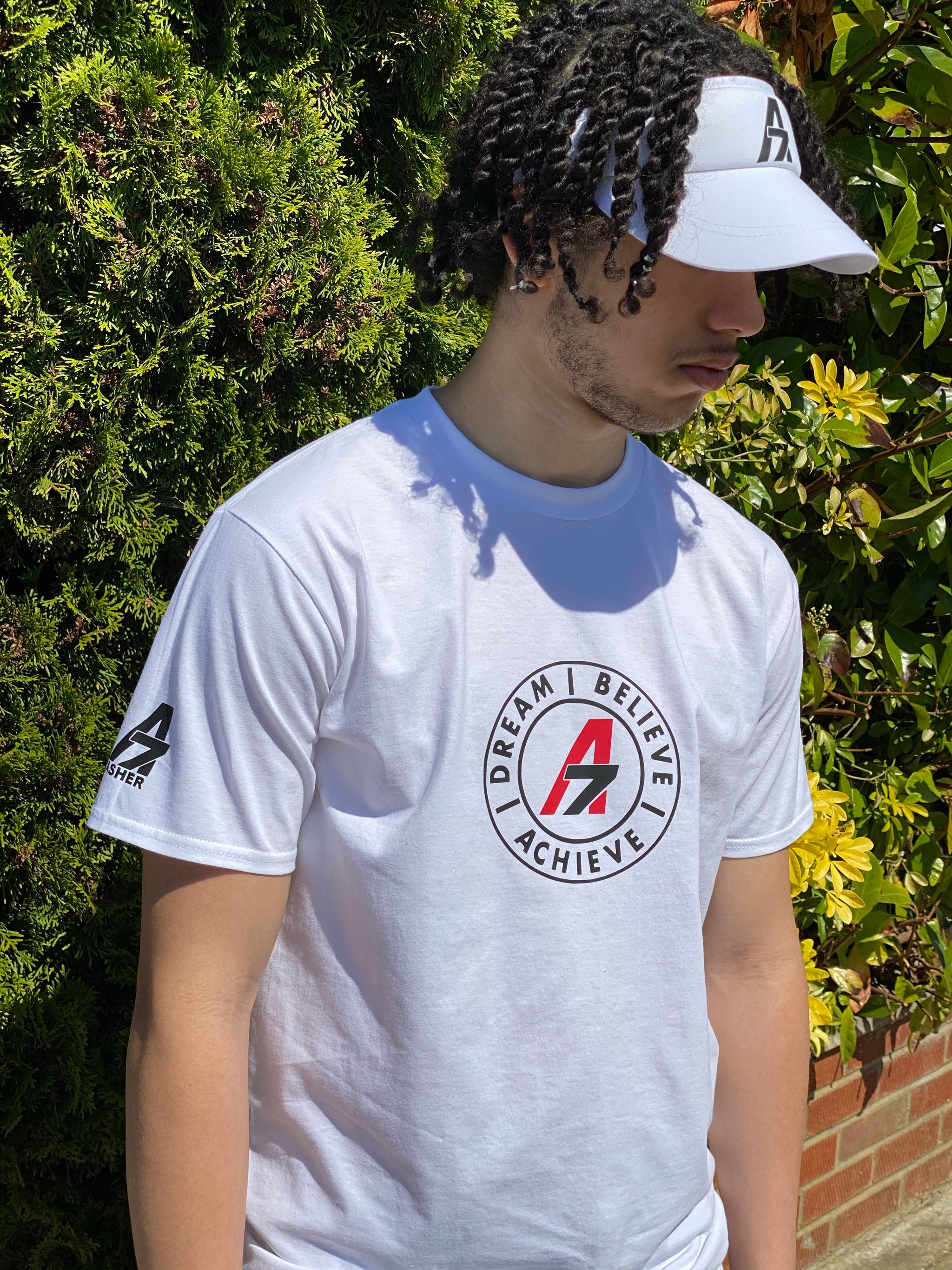 A7Asher "Dream | Believe | Achieve" Circle logo white T-shirt
