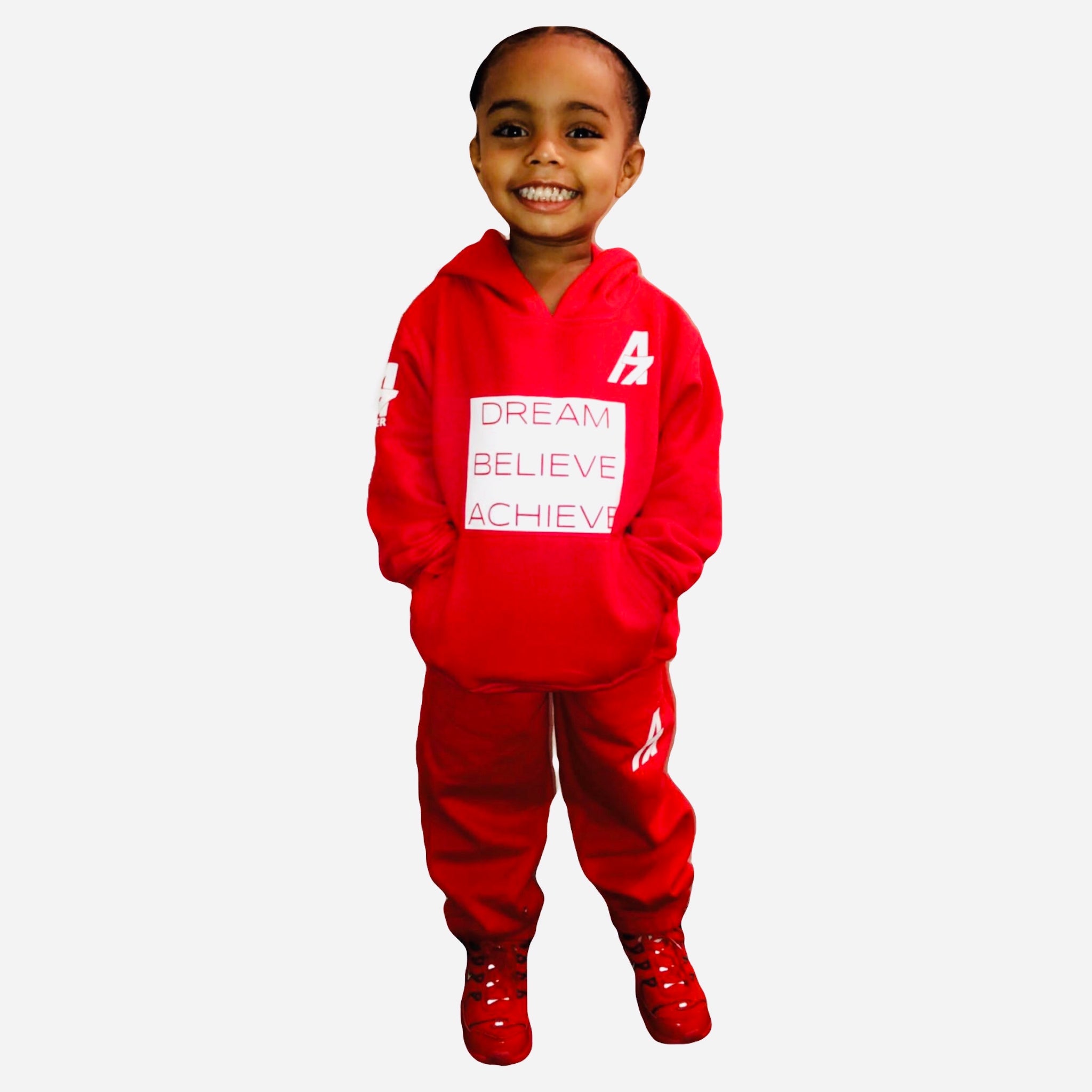 A7 Children’s “Dream | Believe | Achieve” Jogger Set-Red