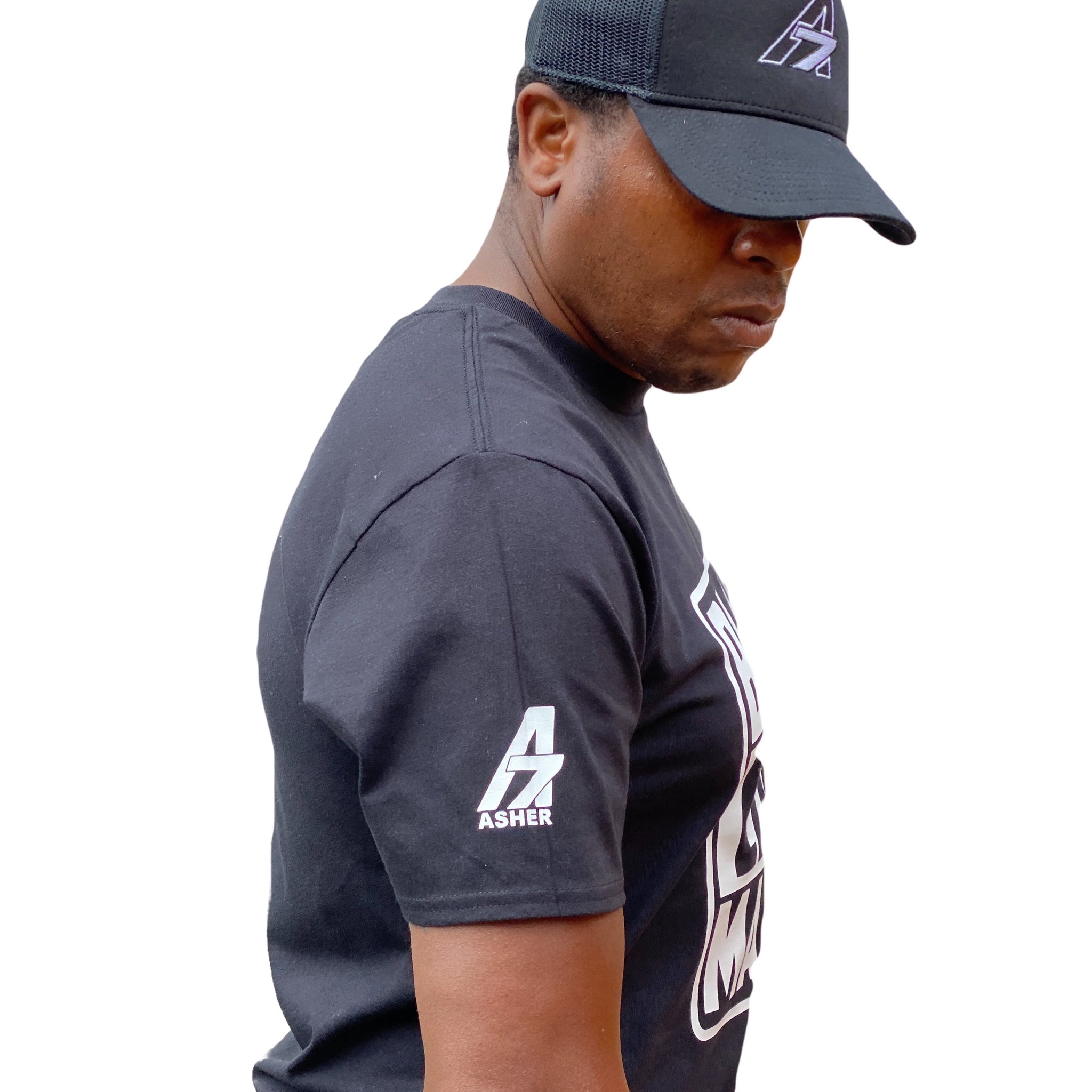 A7Asher "Black Lives Matter " Black T-Shirt, White A7 Logo