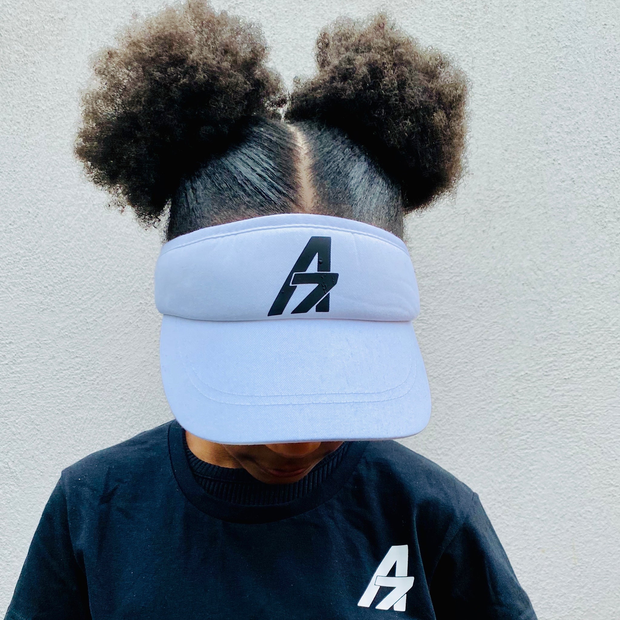 A7Asher White Visor Adult Cap, Black A7 Logo