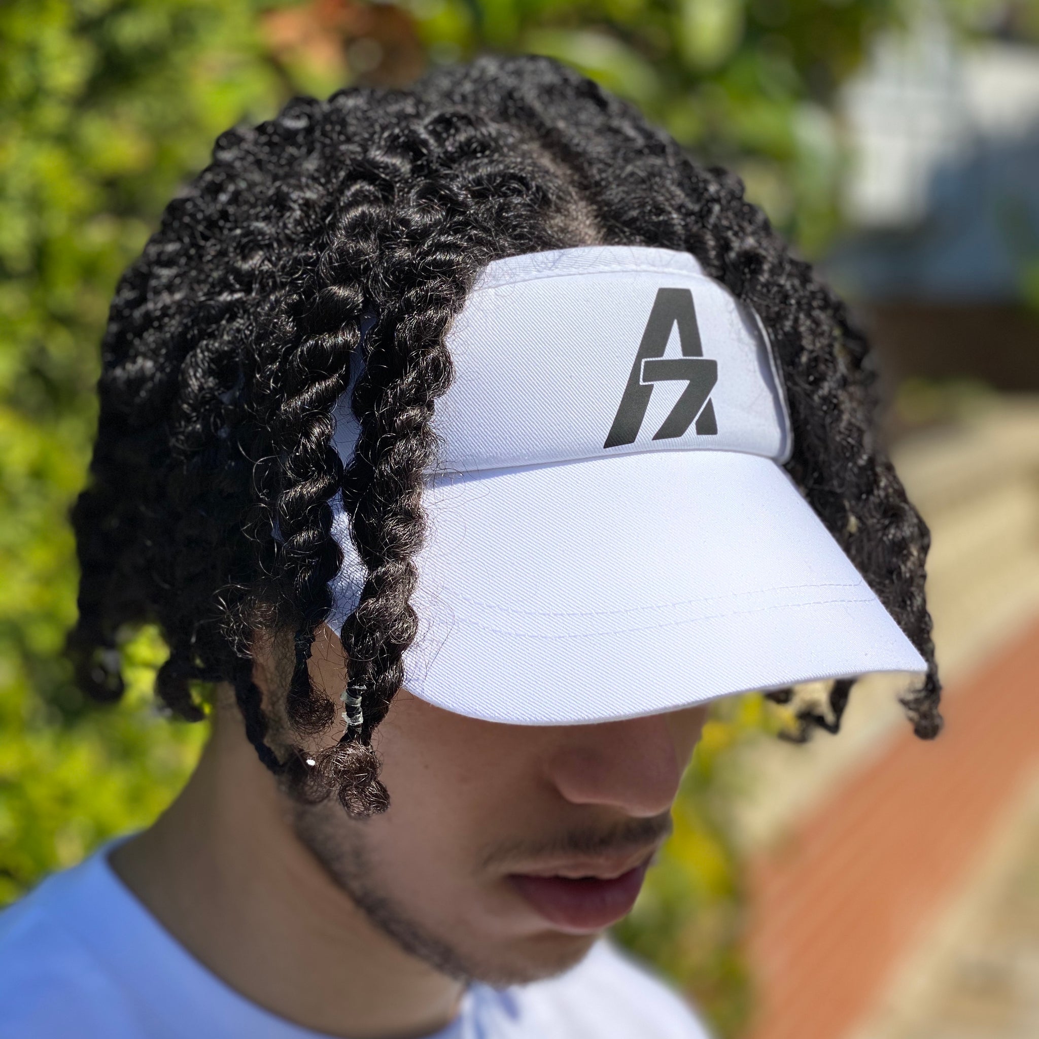 A7Asher White Visor Adult Cap, Black A7 Logo