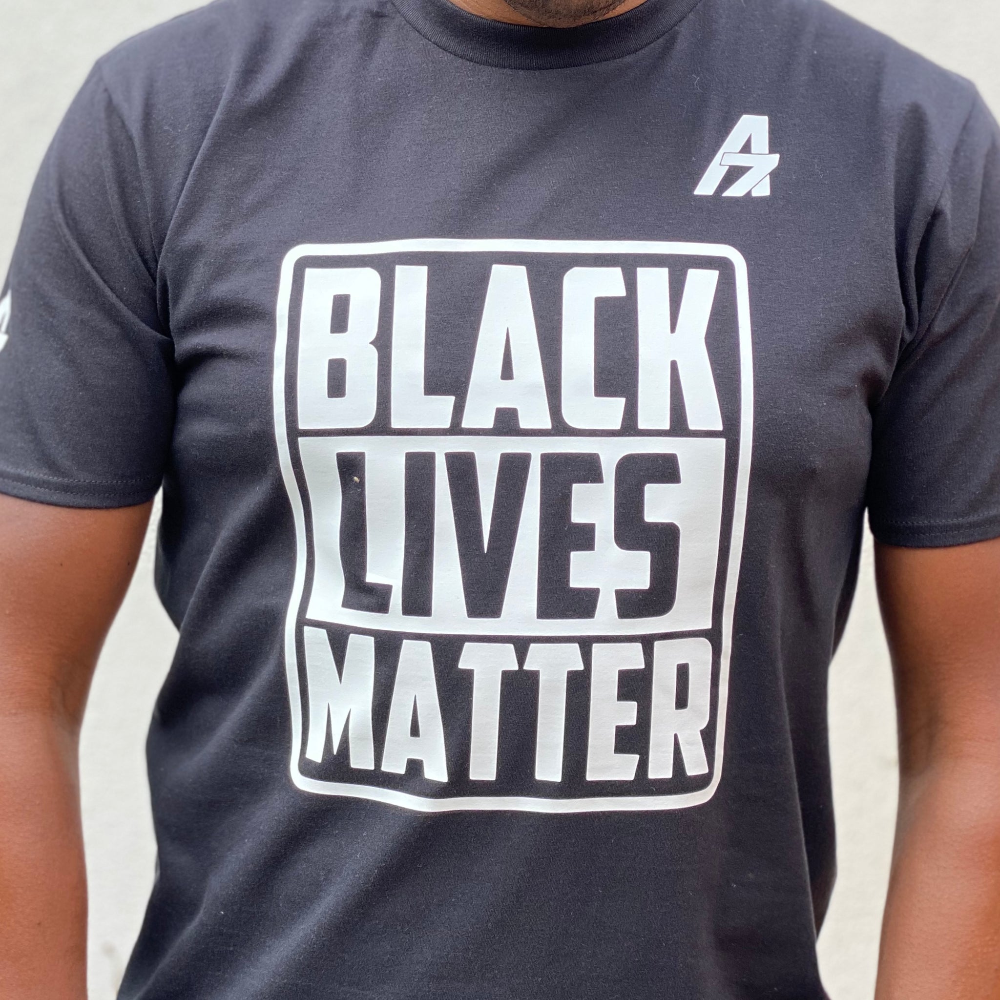 A7Asher "Black Lives Matter " Black T-Shirt, White A7 Logo