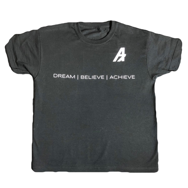 A7Asher Children's "Dream | Believe | Achieve" Black T-Shirt & White A7 Logo
