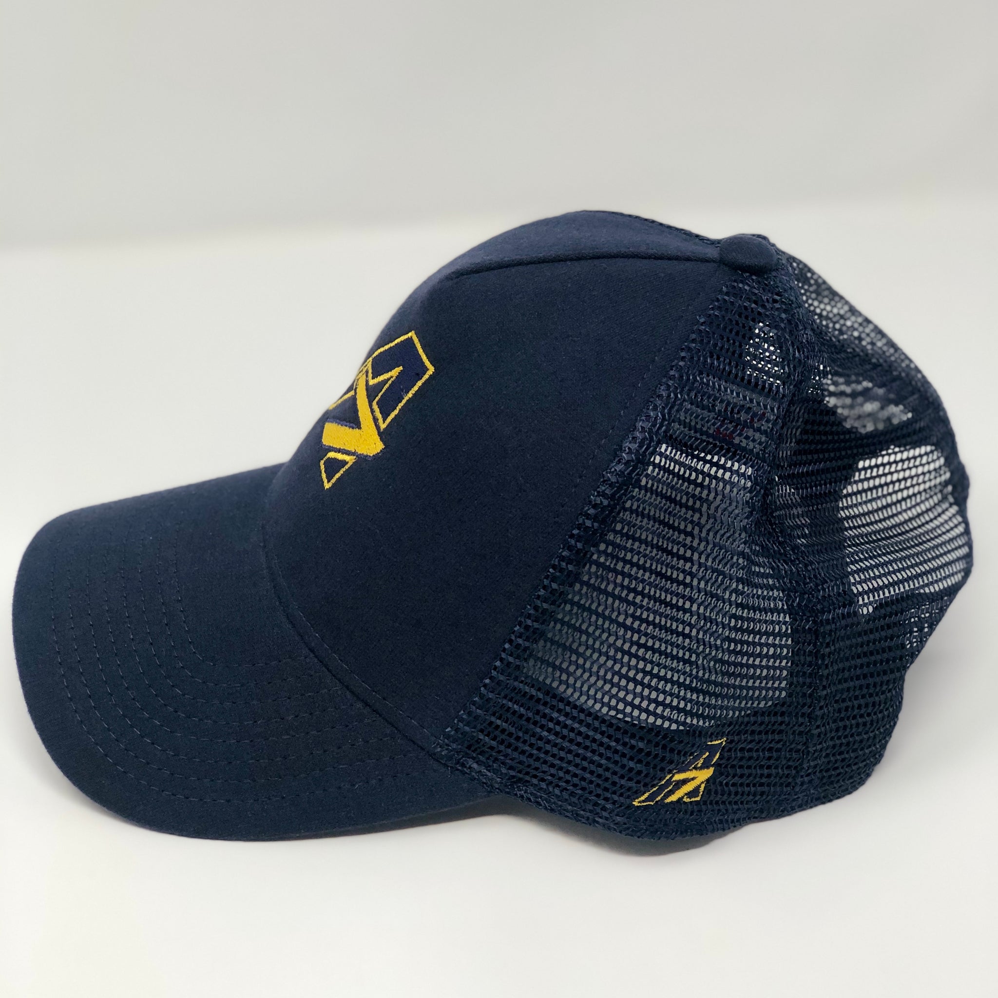 A7 Asher Navy Trucker hat, with Yellow embroidered  A7 logo