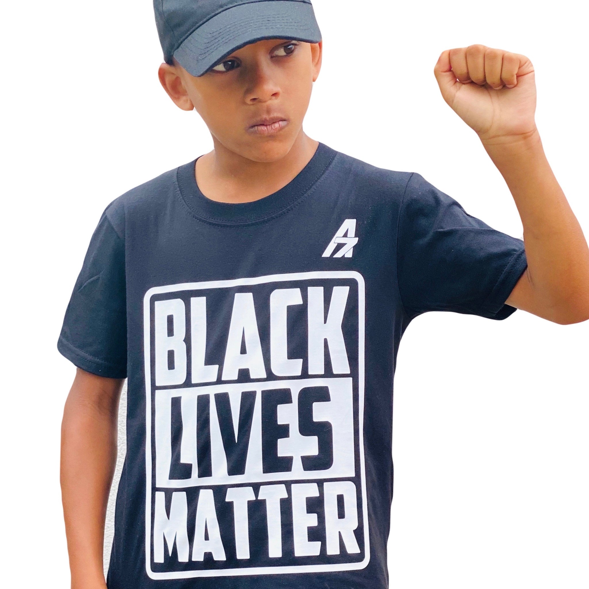 A7 Asher “Black Lives Matter” Children’s Black T-Shirt, White A7 Logo